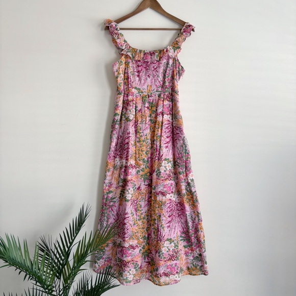 Banjanan Alexa Floral Midi Dress Large Loki's Garden Lilac Sachet